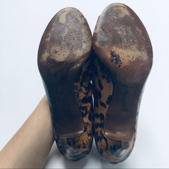 J. Crew patent leather leopard peep-toe heels - Picture 5 of 9